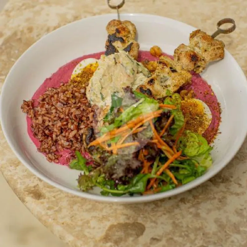 Spice Chicken And Beet Hummus
